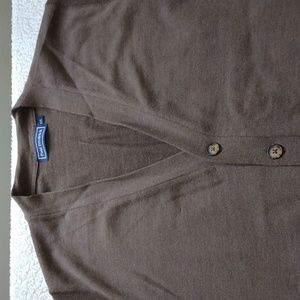 Paul Fredrick XXL Brown Merino Wool Cardigan Vest